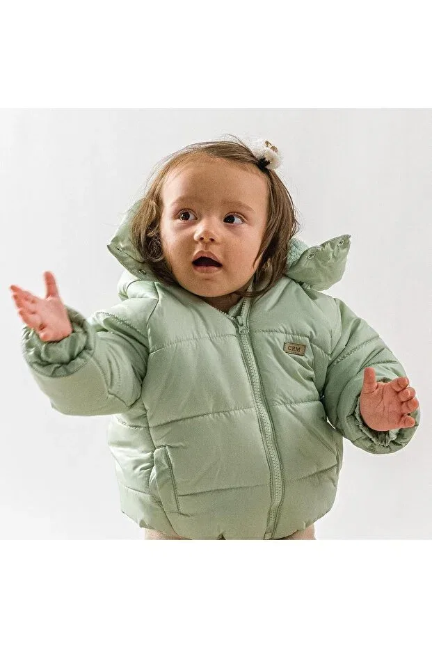 Детское пуховое пальто для девочек с длинным рукавом North puffer jacket Caramell, Green — фото 3