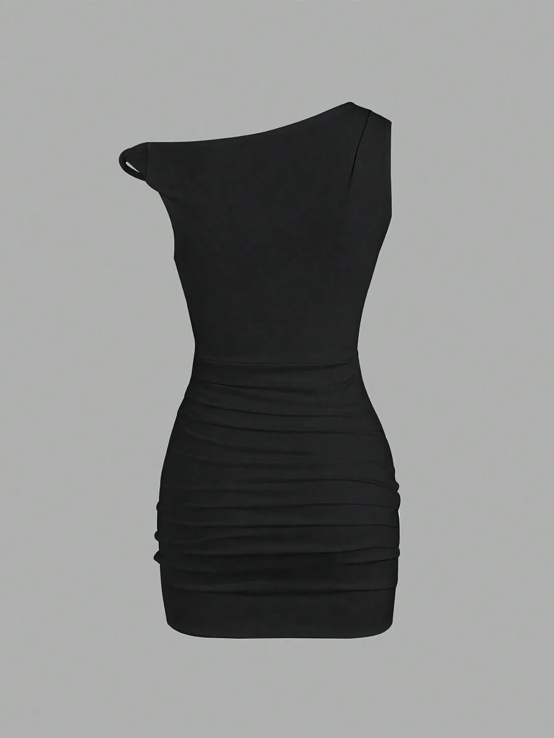 Женское асимметричное облегающее мини-платье Bodycon, Black — фото 2