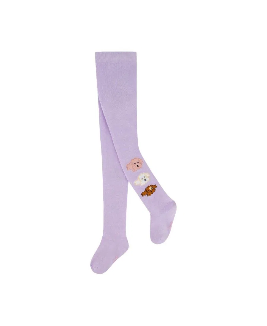 Колготки из хлопка с принтом пуделей Poodle Chic Deux par Deux, Lavender