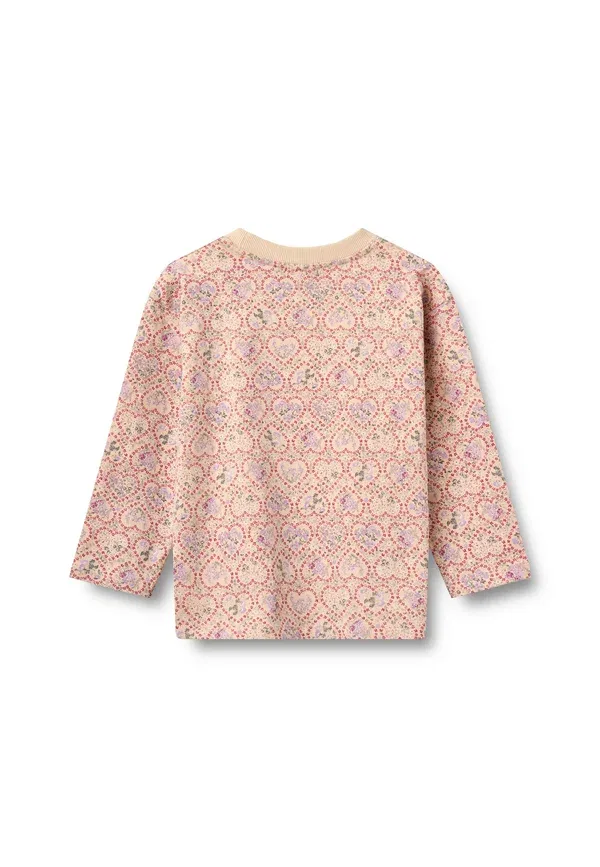 Футболка с цветочным принтом Long Sleeved Top, Wheat, Magenta Heart Flowers, пурпурный — фото 2
