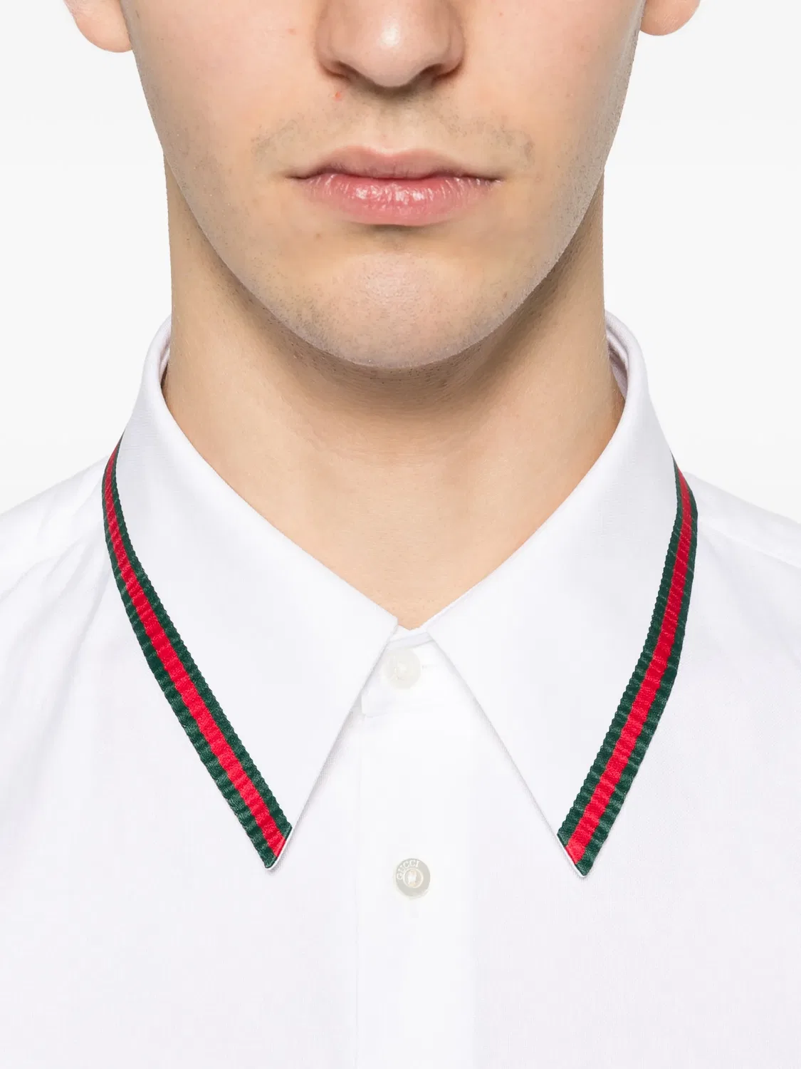 Рубашка с полосатым воротником, белая Gucci, белый — фото 4