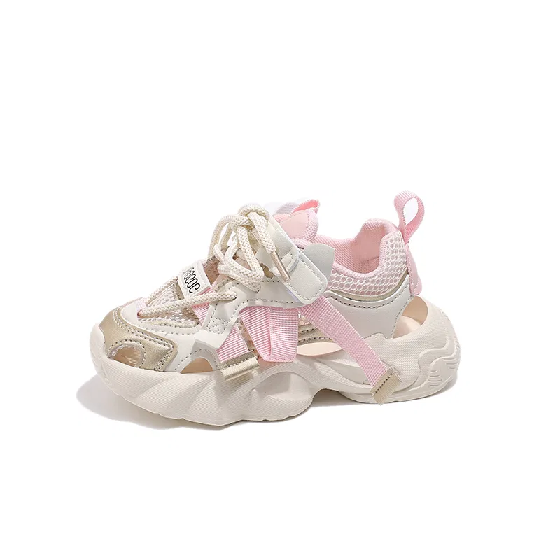 Детские сандалии из сетки и синтетической кожи, Pink, VENICEW