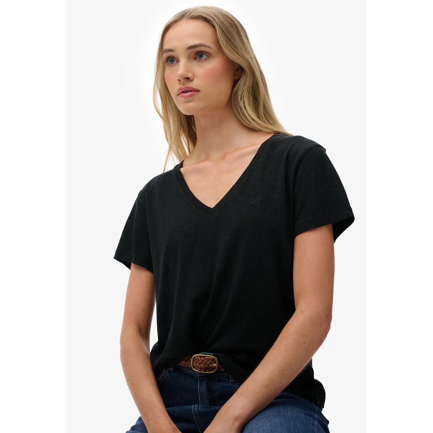 Женская футболка с V-образным вырезом Superdry, Black — фото 2
