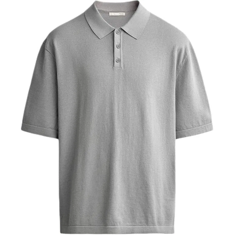 Мужское поло с воротником, прямой крой, Gray, ZARA