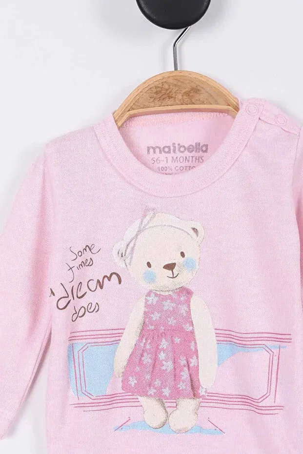 Детский комплект одежды для новорожденных девочек с принтом Muslin Rabbit Maibella, Powder — фото 4