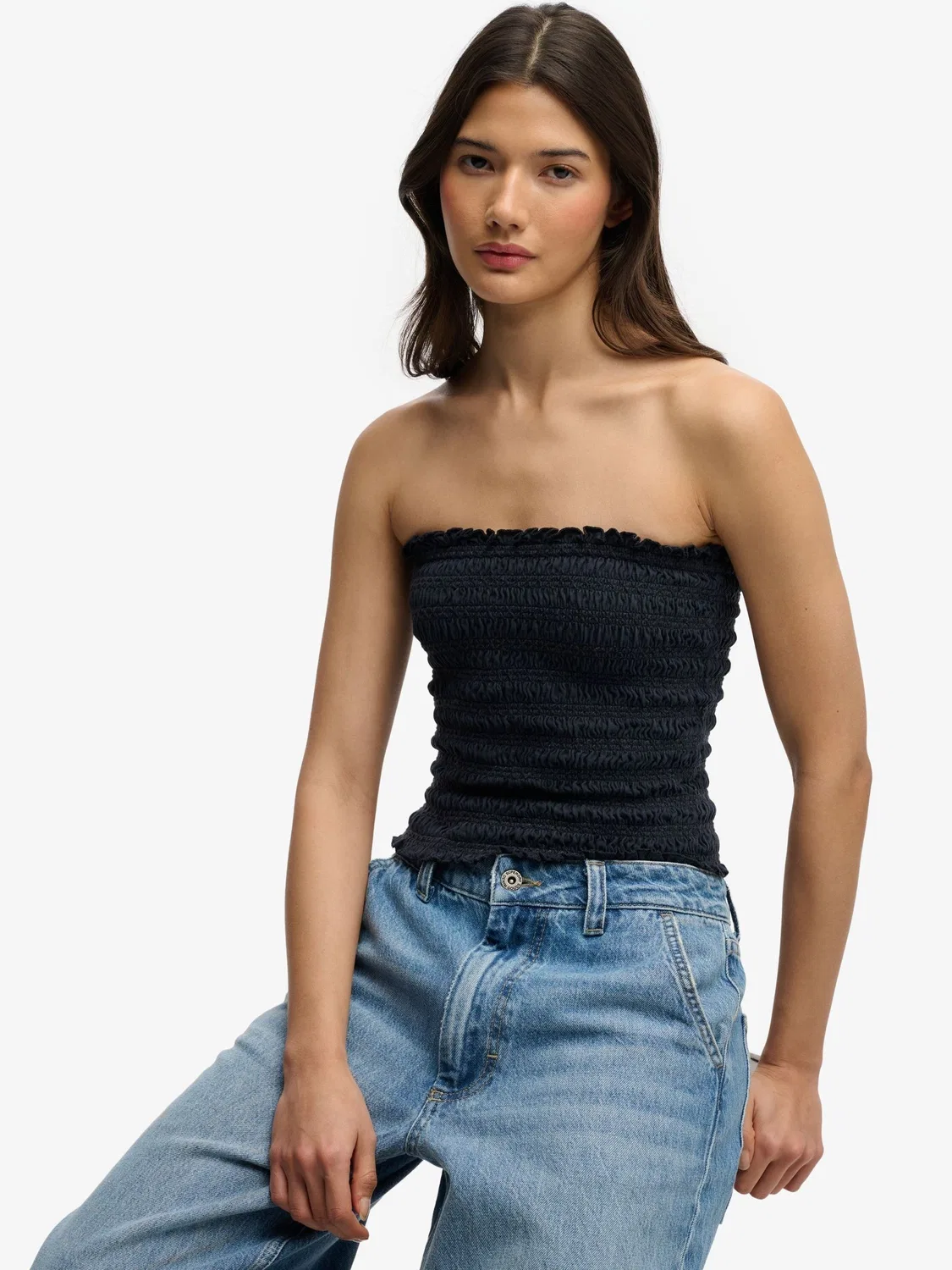 Топ с оборками Superdry, синий — фото 4