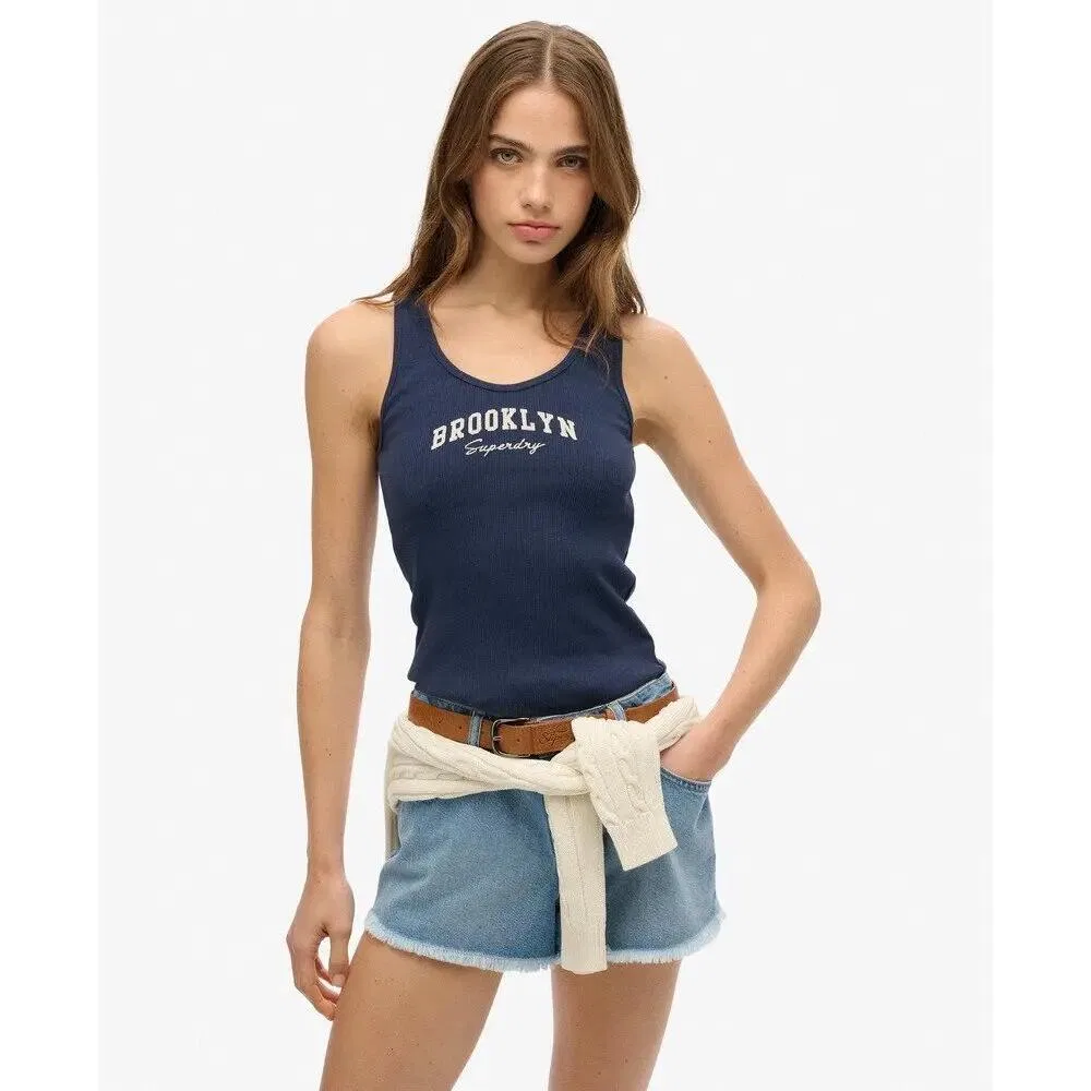 Женский топ без рукавов с принтом Athletic Essentials Superdry, Blau — фото 2