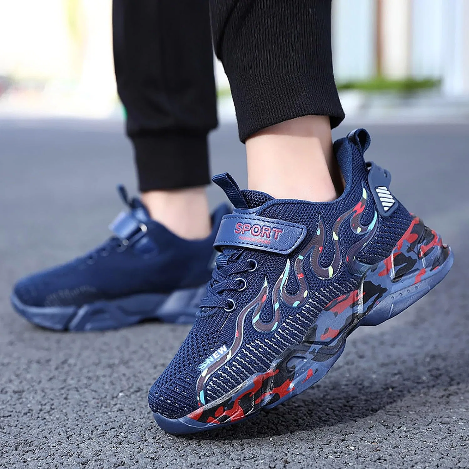 Детские кроссовки для девочек с сетчатым верхом Athletic Tennis Shoes, Dark Blue — фото 2