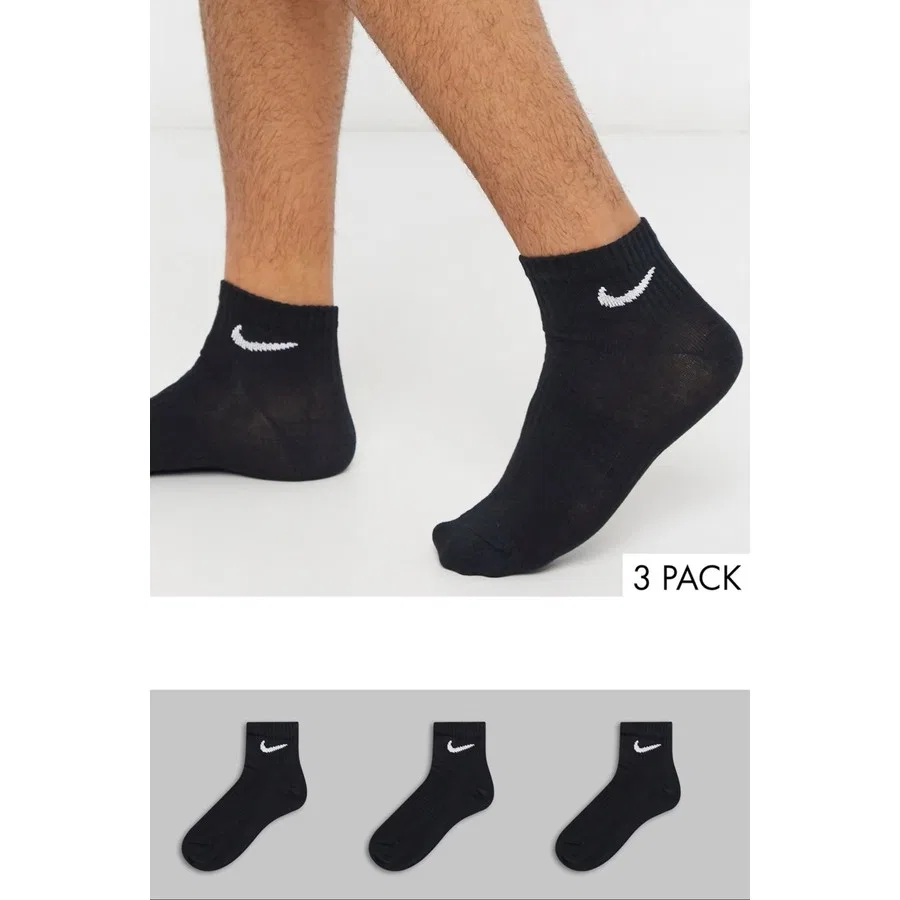 Комплект спортивных носков Nike Dri Fit Everyday Cotton Cushioned Ankle, 3 пары, Черный