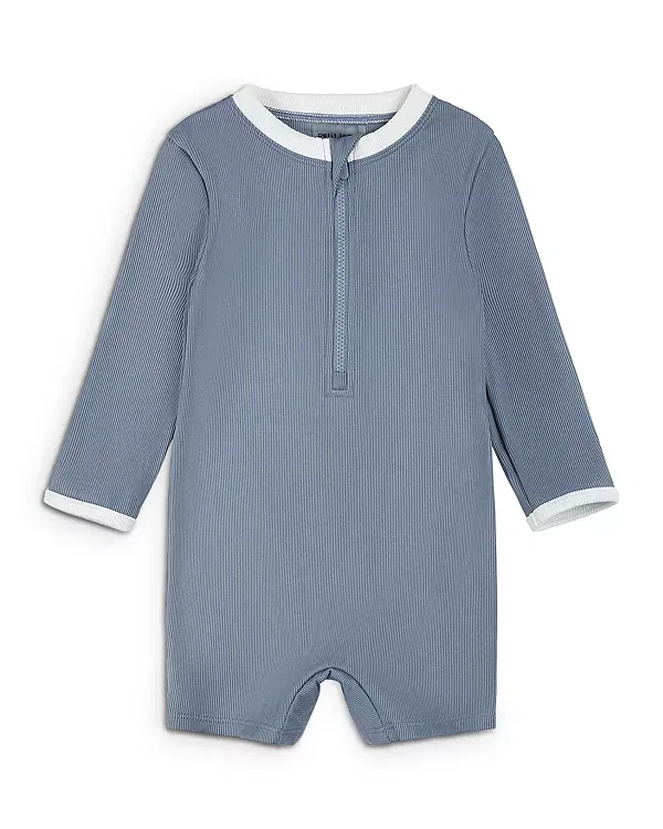 Детский купальный комбинезон с длинным рукавом Long Sleeved Swim Romper Firsts By Petit Lem, синий