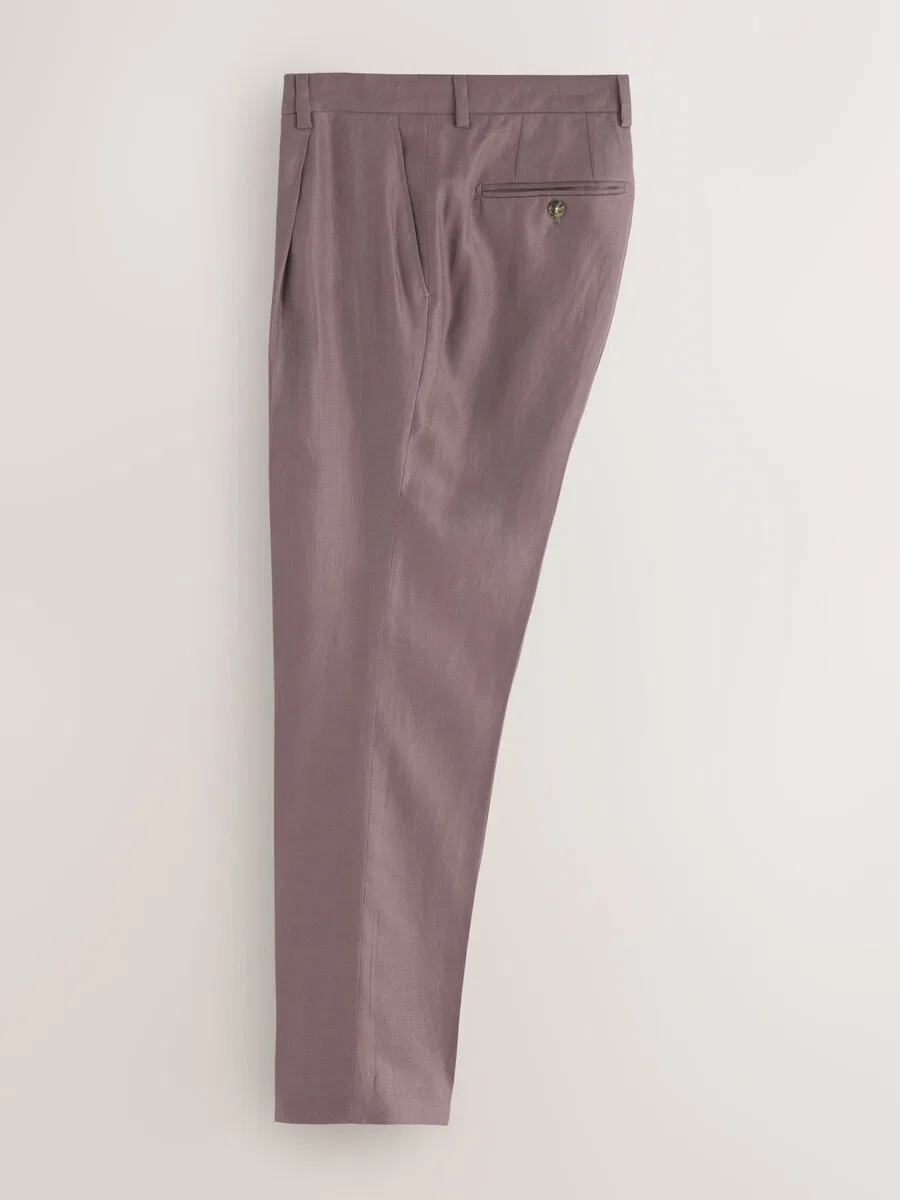 Брюки Next Slim fit с плиссировкой спереди, цвет 'N. Premium', сиреневый — фото 3