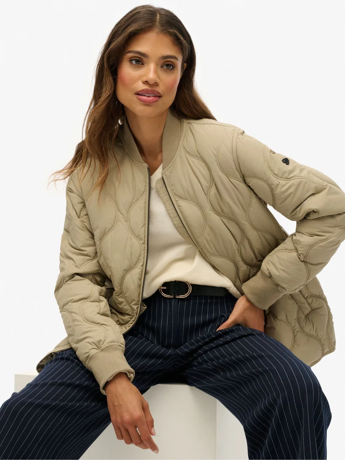 Куртка стеганая укороченная Superdry, Natural