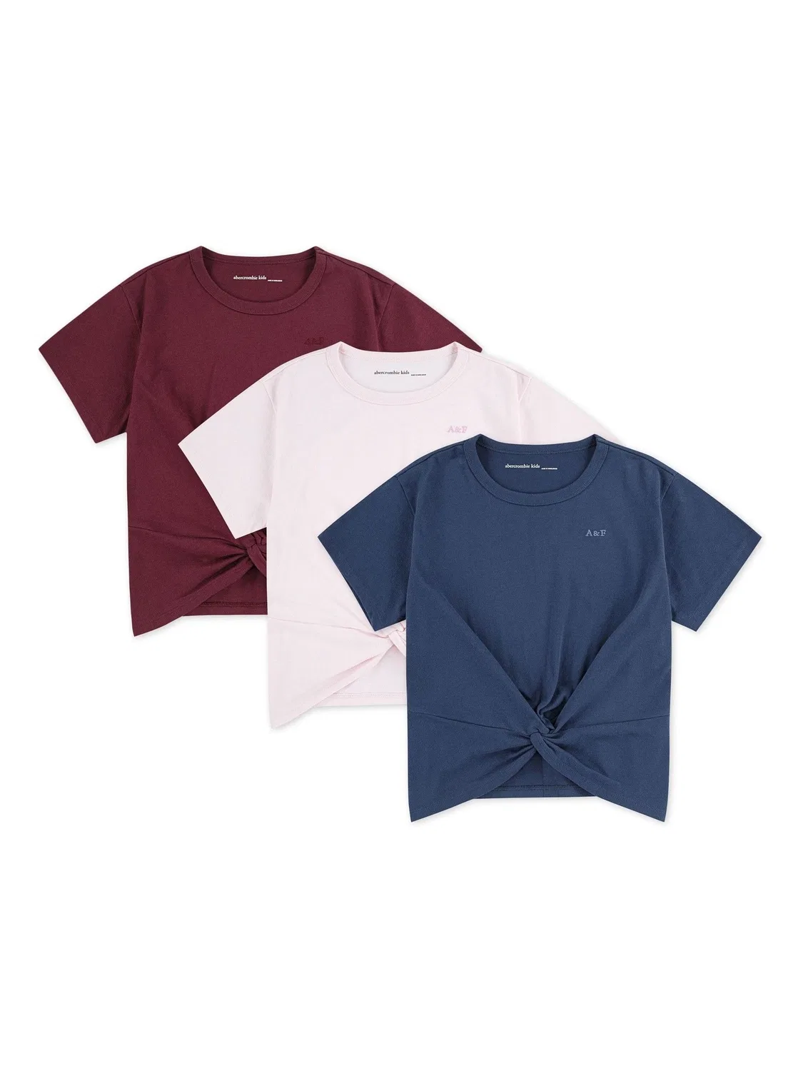 Футболка с завязками спереди, 3 шт Abercrombie & Fitch, розовый/красный/синий