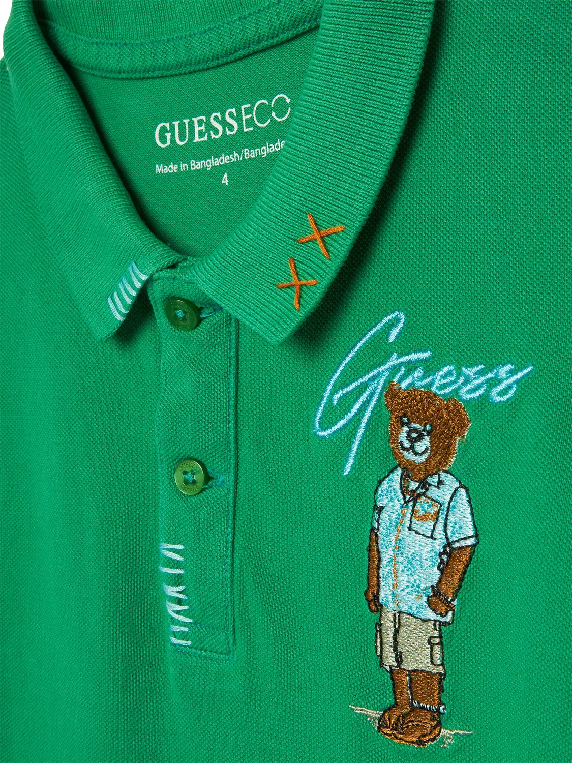 Поло стандартного кроя для мальчика Guess, зеленый — фото 3