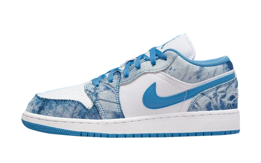 Детские кроссовки для мальчиков с принтом Air Jordan 1 Low NIKE, White Dutch Blue White
