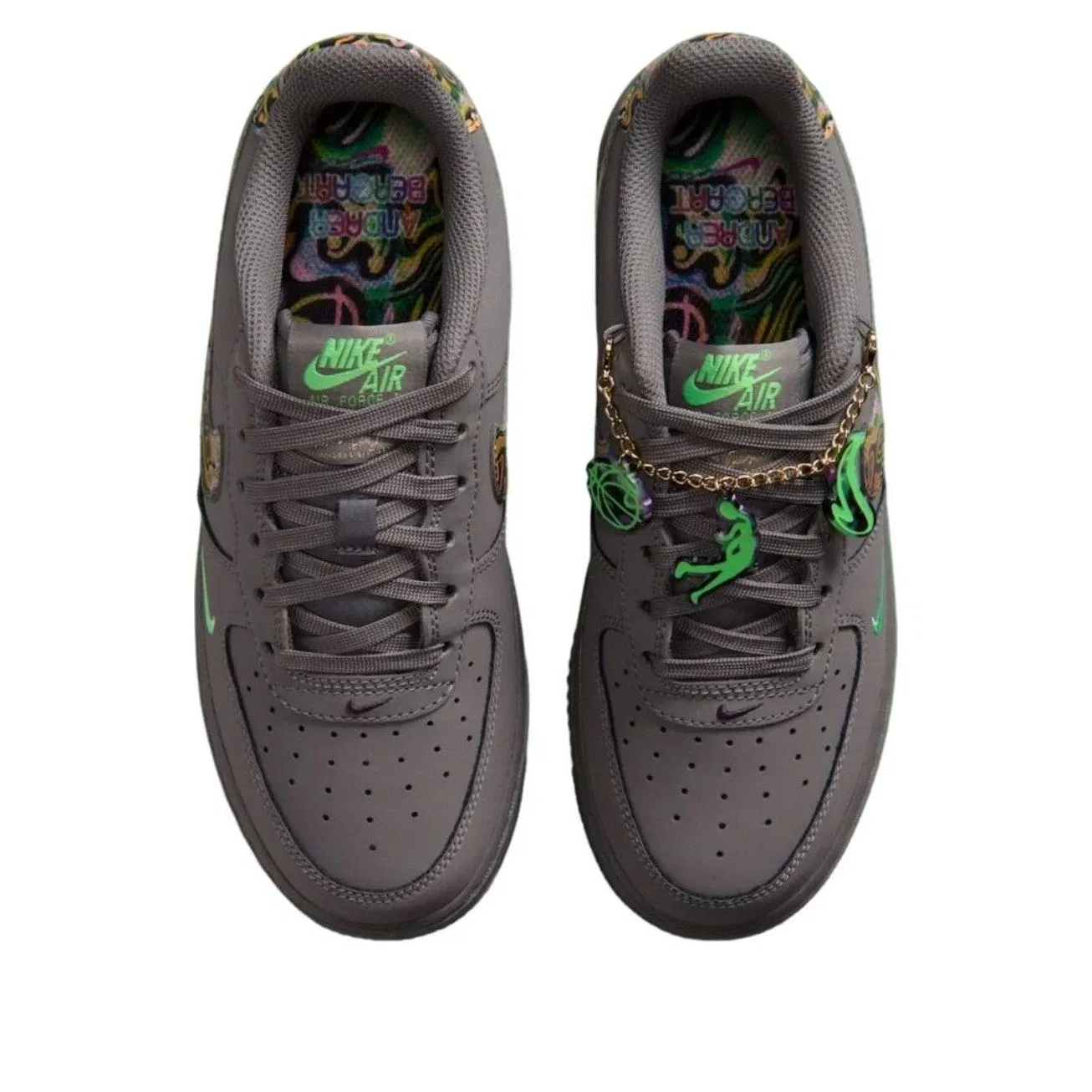 Детские кроссовки Nike Air Force 1 Low Pencil Point Illusion Green, серый — фото 3