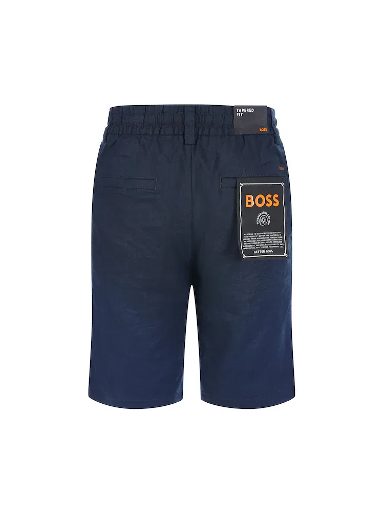 Шорты из смесового льна, чино BOSS, Navy — фото 3