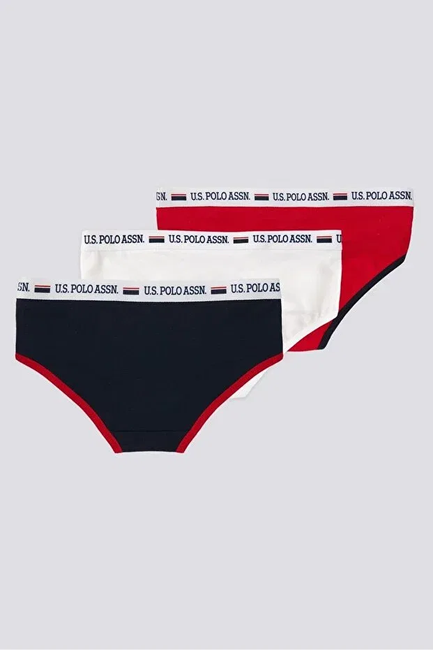 Детские трусы для девочек с принтом 3-Pack U.S. Polo Assn., Red Navy Blue White — фото 2