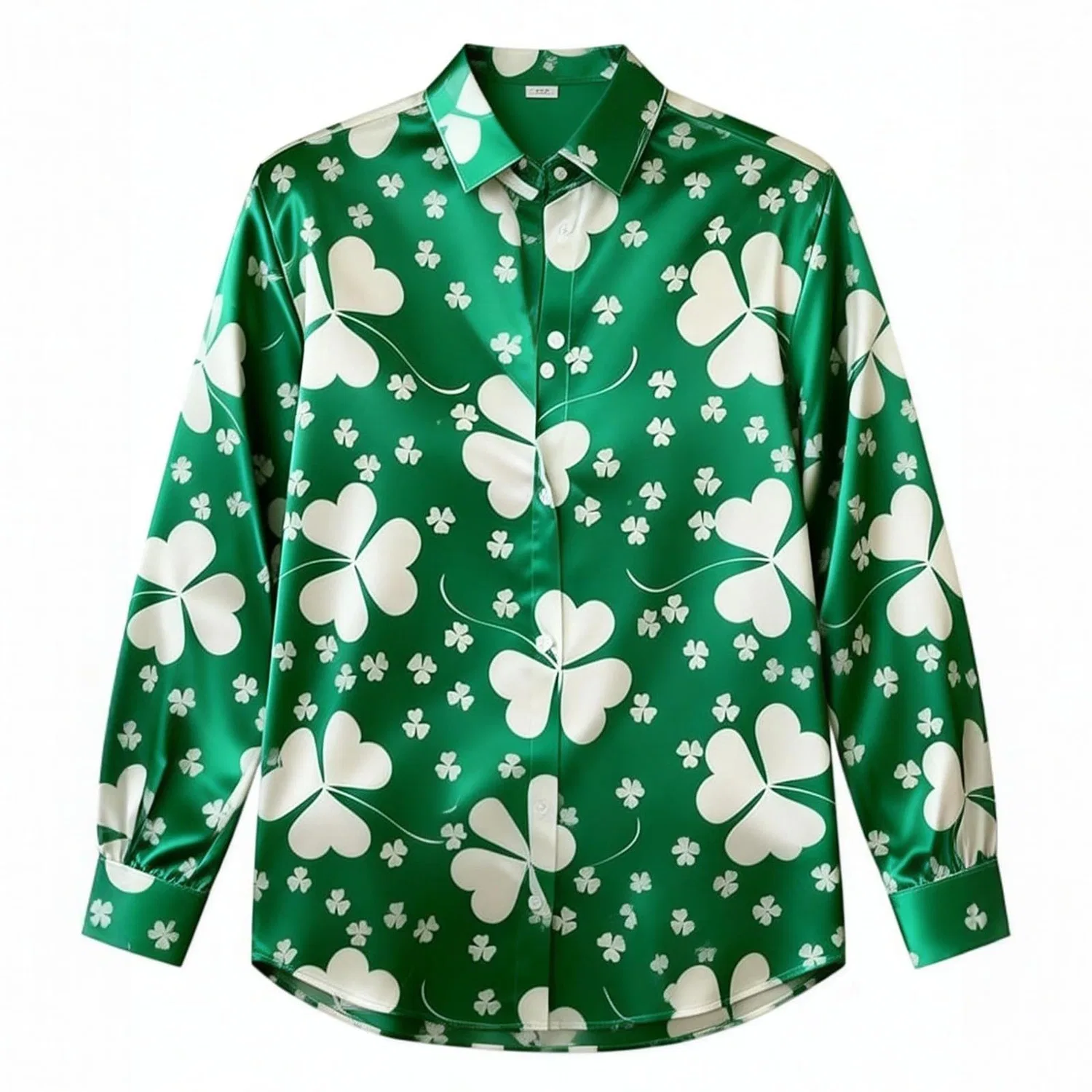 Женская блузка с принтом клевера St Patrick's Day, с длинным рукавом, Purple — фото 3