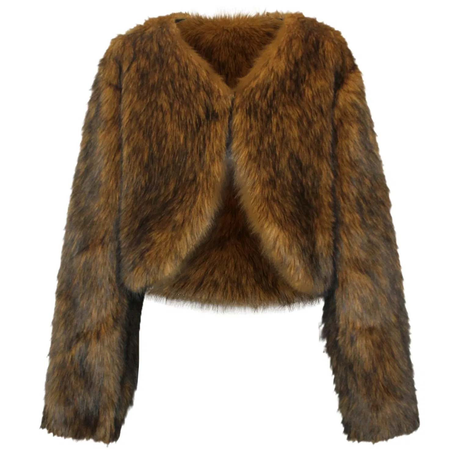 Женское короткое пальто с длинным рукавом, marrone — фото 4