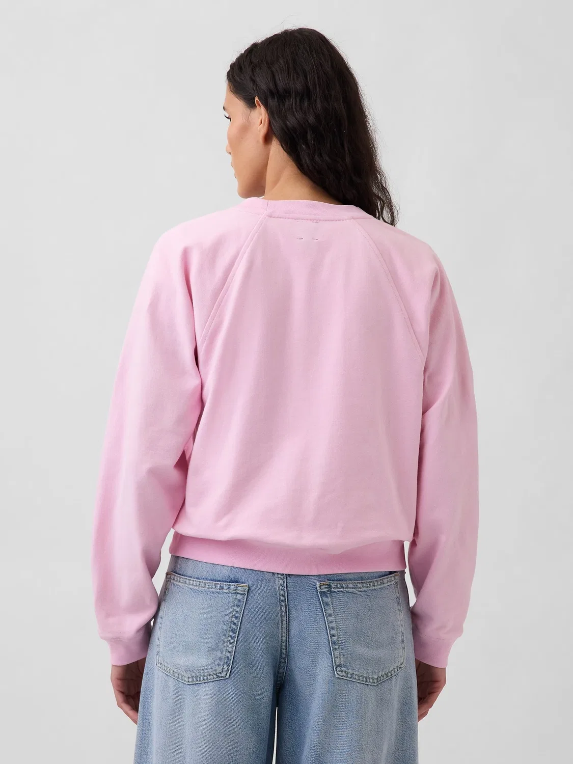 Свитшот оверсайз, французский футер, VintageSoft Raglan Gap, розовый — фото 2