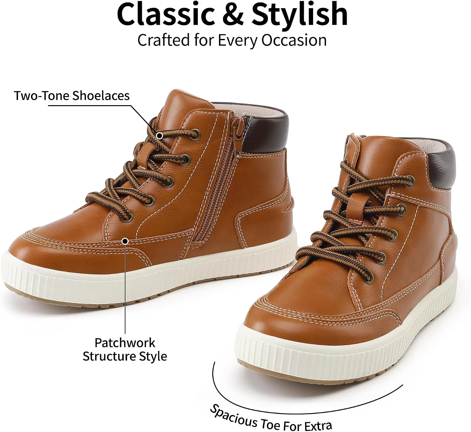 Детские ботинки с высоким берцем и боковой молнией для мальчиков shoeslocker, Brown — фото 4