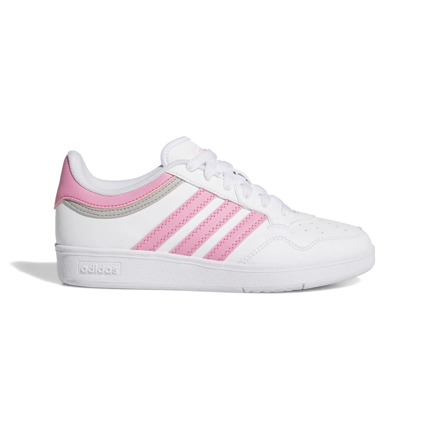 Детские кроссовки для мальчиков на шнуровке Hoops 4.0 Adidas, Ftwr White Pink Fusion Grey Two — фото 2