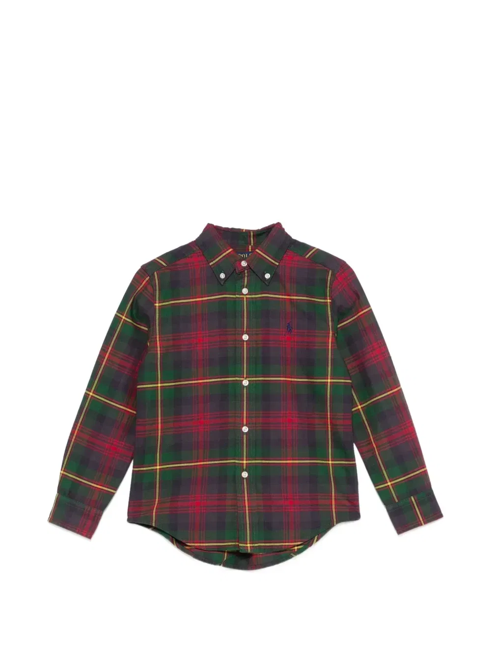 Рубашка на пуговицах с тартановым принтом POLO RALPH LAUREN KIDS, зеленый