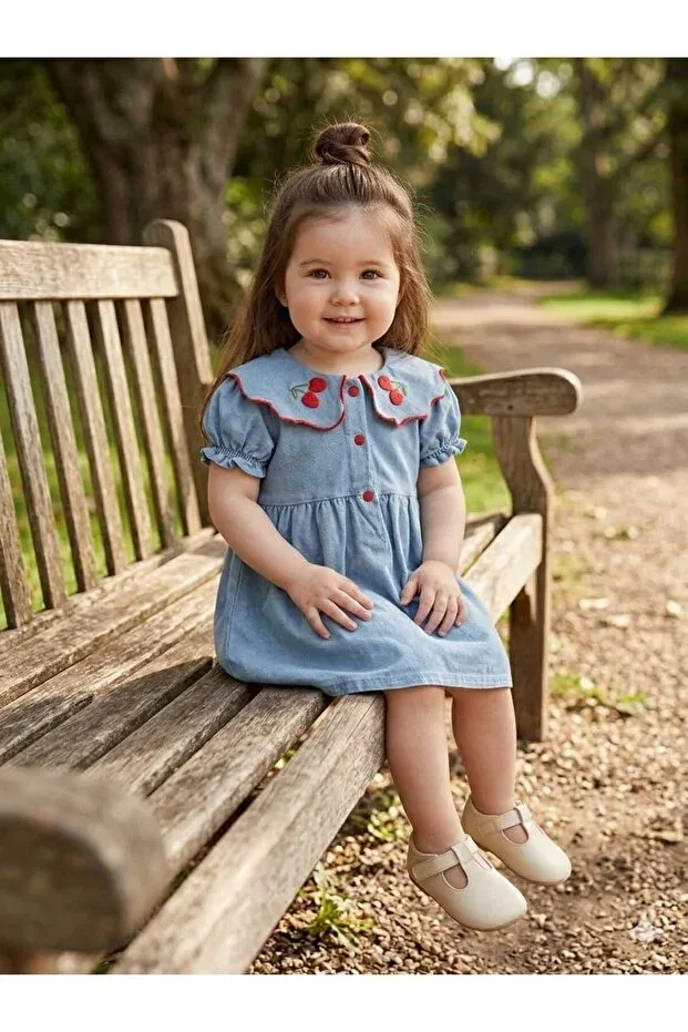 Детское платье для девочек с вышивкой Laura baby Baby Buu, Blue — фото 2