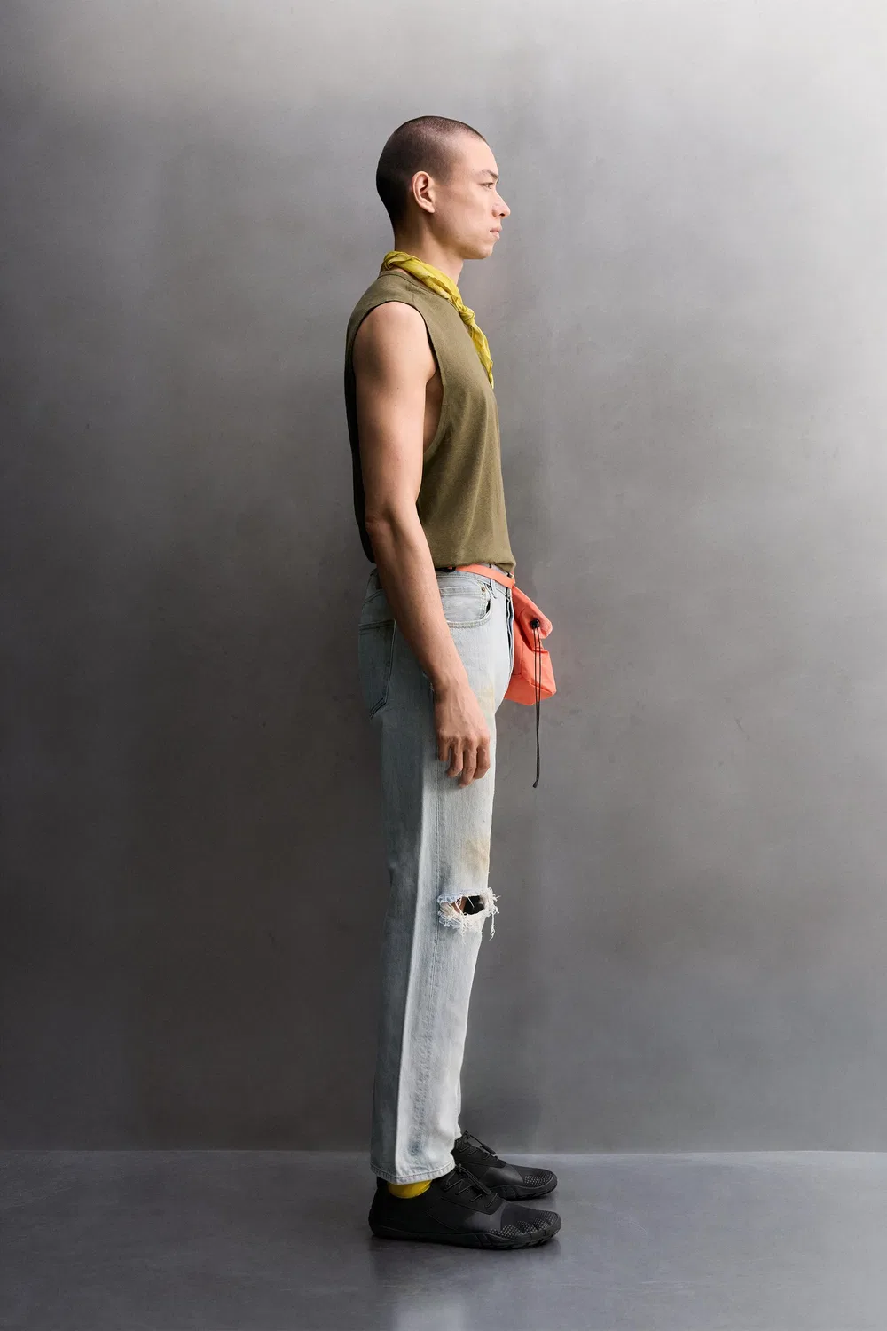 Легкая майка из льна/хлопка ZARA, Mid-green — фото 4