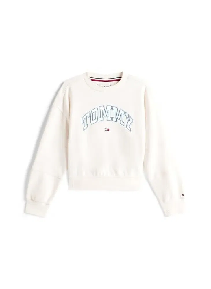 Свитшот с принтом в стиле varsity Tommy Hilfiger, слоновая кость — фото 3