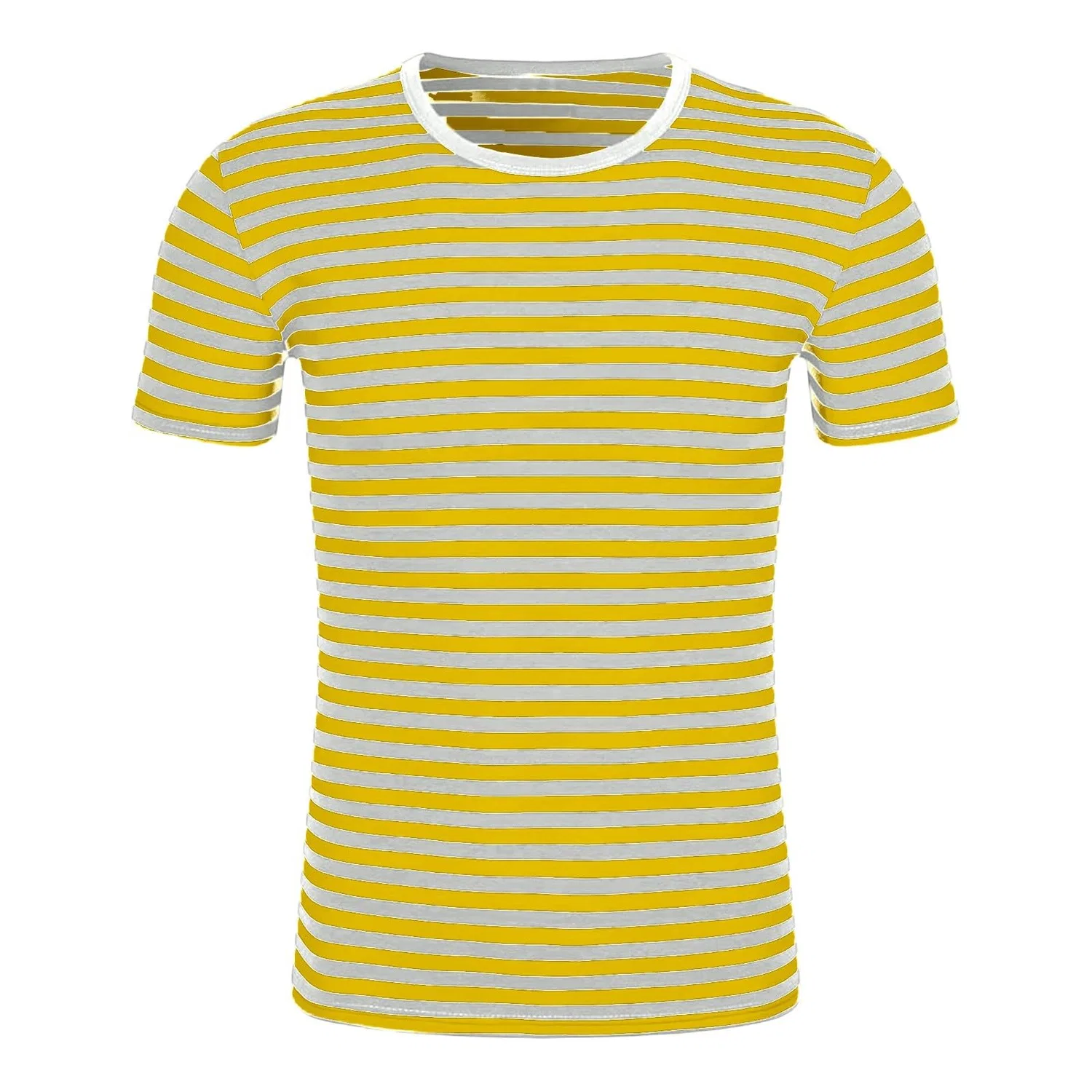 Женская футболка с полосками с круглым вырезом из мягкого хлопка, 01 Light Yellow