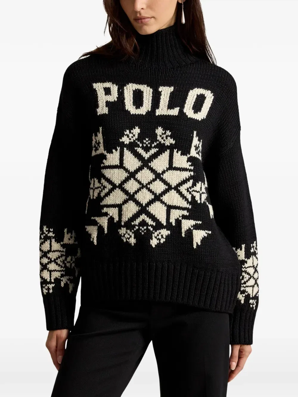Шерстяной свитер с высоким воротником POLO RALPH LAUREN, черный — фото 3