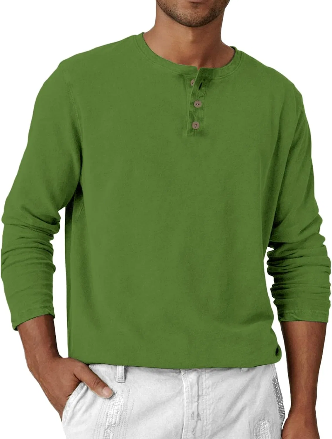 Мужская футболка поло с воротником-хенли Summer Shirts, Green — фото 4