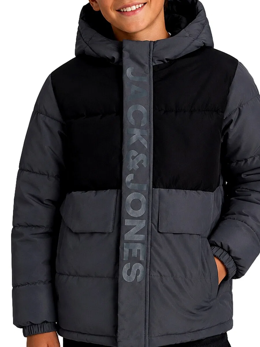 Детская зимняя куртка Jack & Jones Junior 'JCOSpeed' в графитовом цвете — фото 3