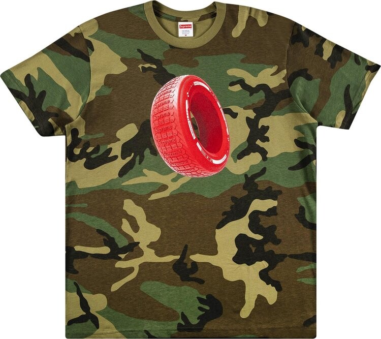 Футболка Supreme Tire Tee 'Woodland Camo', разноцветный — фото 2