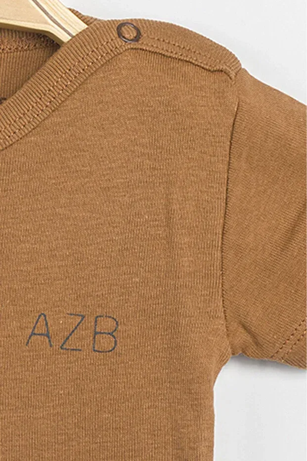 Детское боди для новорожденных хлопковый с принтом Basics Aziz Bebe, Brown — фото 3