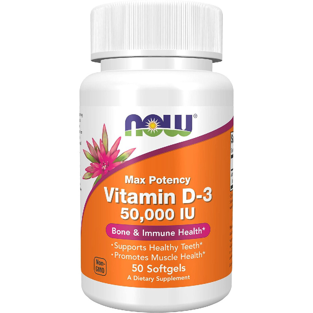 

Витамины D-3 NOW Supplements 5,000 IU, 50 жевательных таблеток