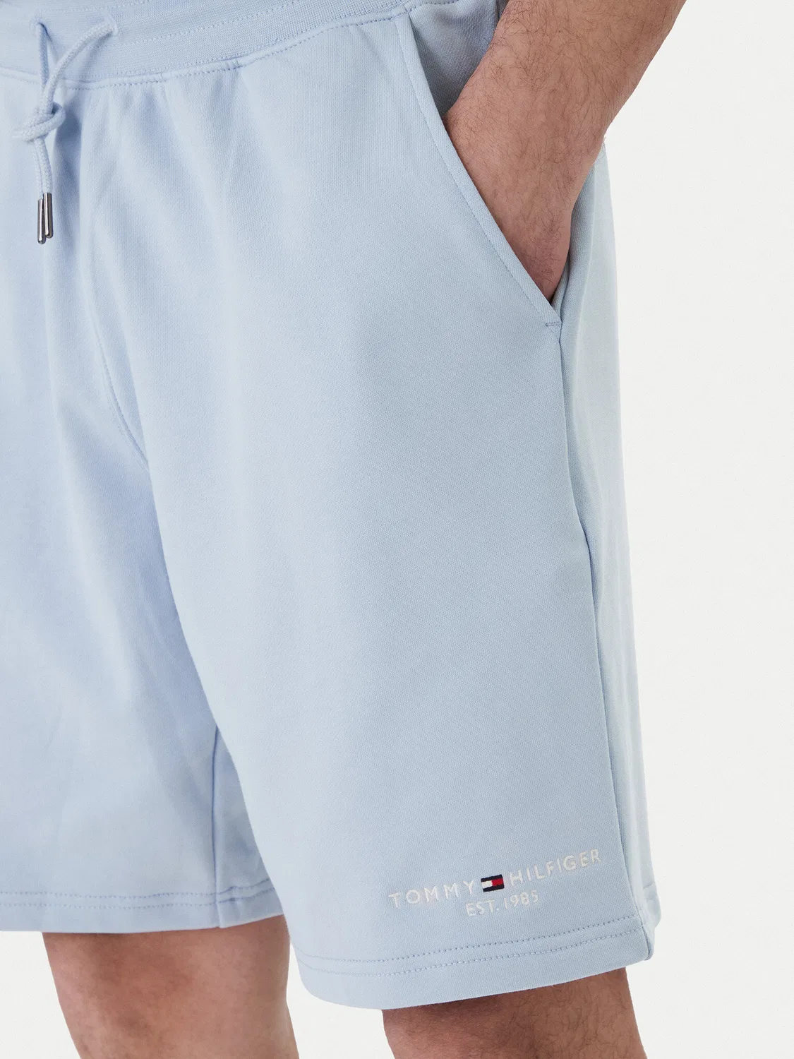 Мужские спортивные шорты небесно-голубого цвета стандартного кроя Logo Tommy Hilfiger, голубой — фото 4