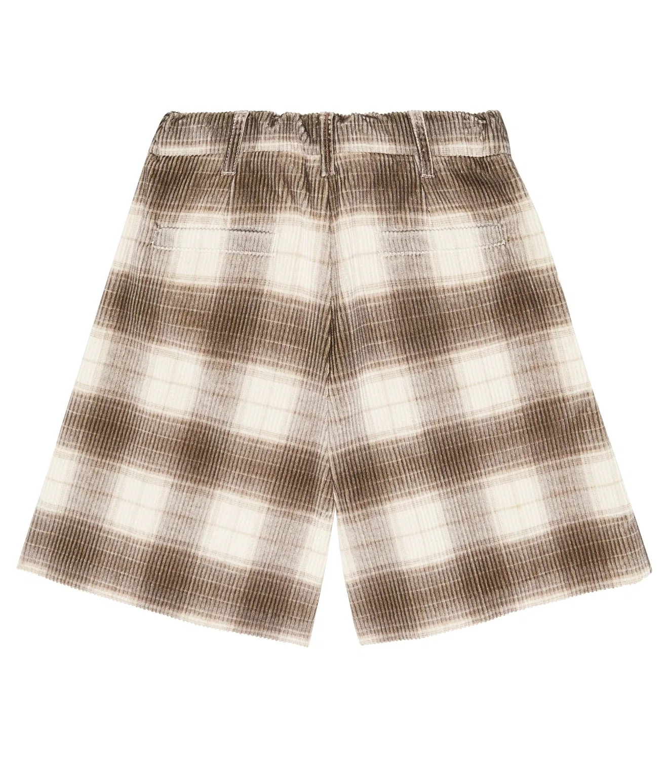 Шорты вельветовые в клетку Brunello Cucinelli Kids, коричневый — фото 4