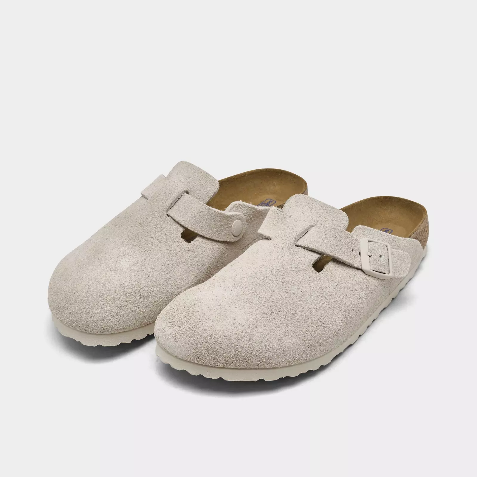 Birkenstock Босоножки из мягкой замши Boston Soft Footbed, узкие, цвет «античный белый» — фото 2