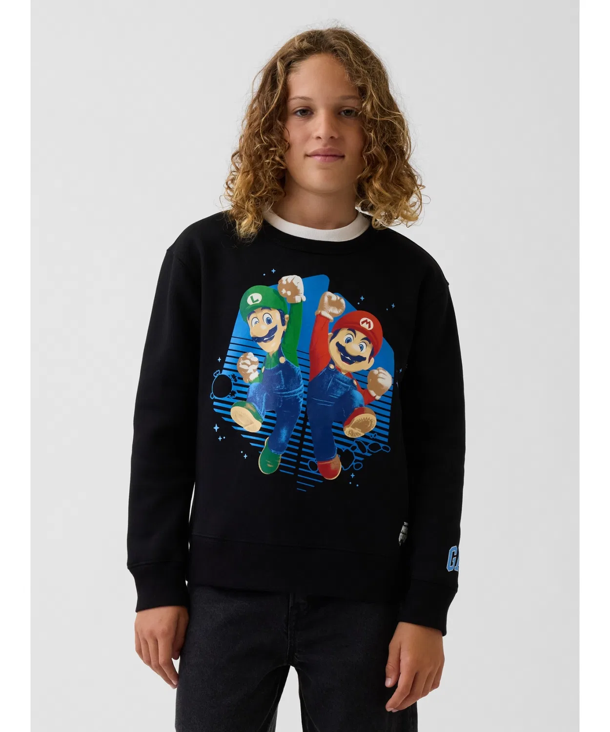 Детский свитшот с длинным рукавомSuper Mario Relaxed Fit GAP, Black