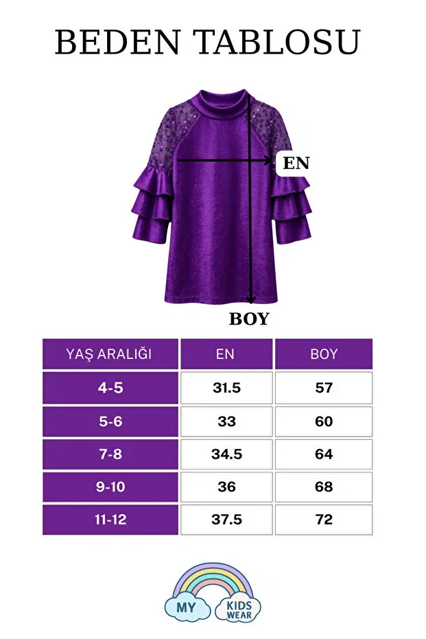 Детское платье для девочек из велюра с длинным рукавом My Kids Wear, Purple — фото 4