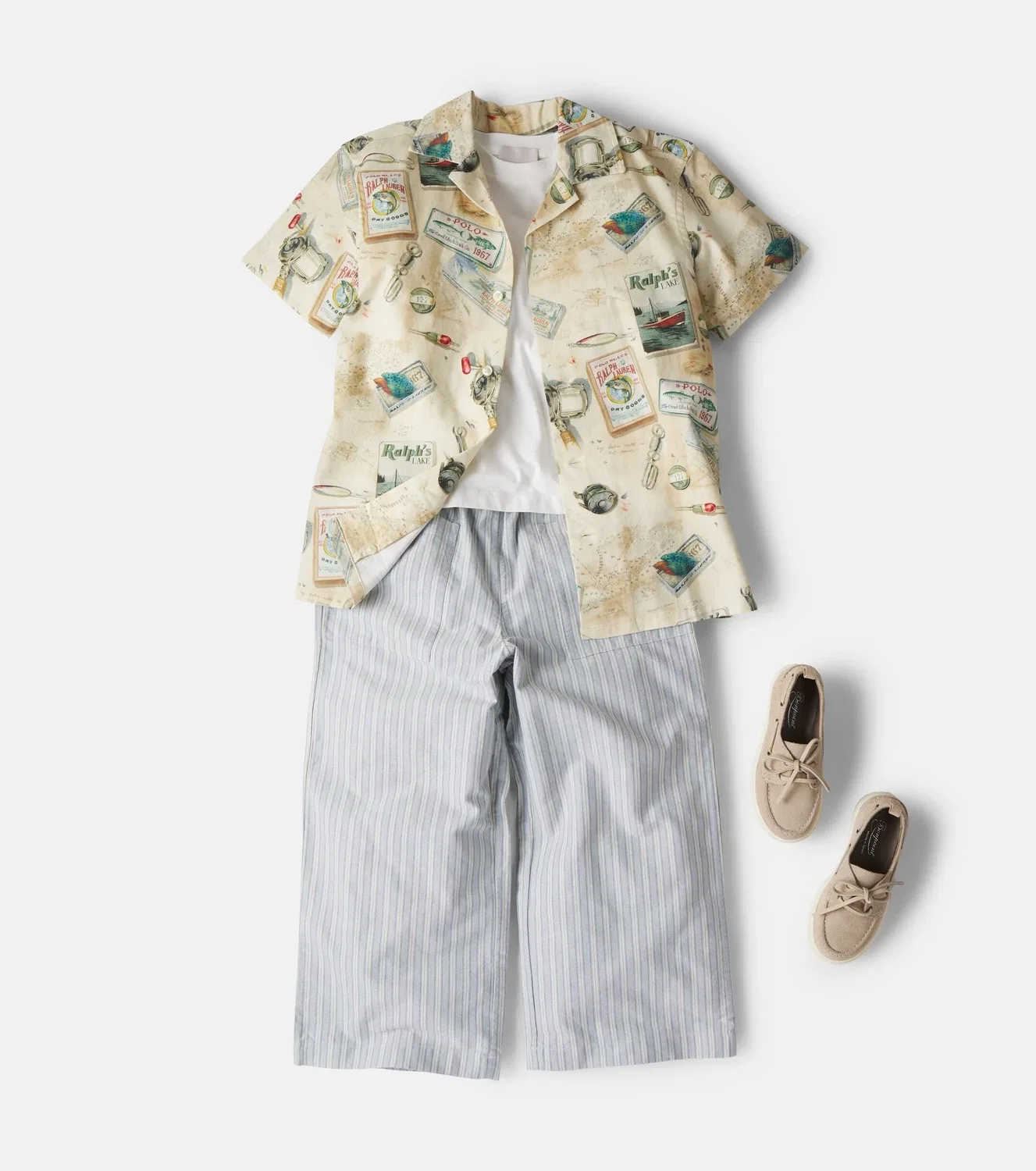 Рубашка с принтом Polo Ralph Lauren Kids, бежевый — фото 2