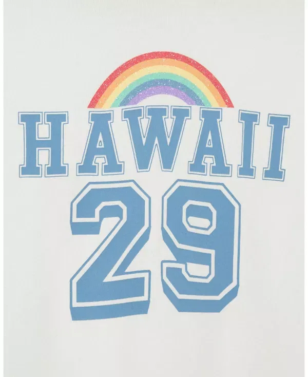 Детская футболка с принтом Hawaii Rainbow Tee Junk Food Clothing, Vintage White — фото 3