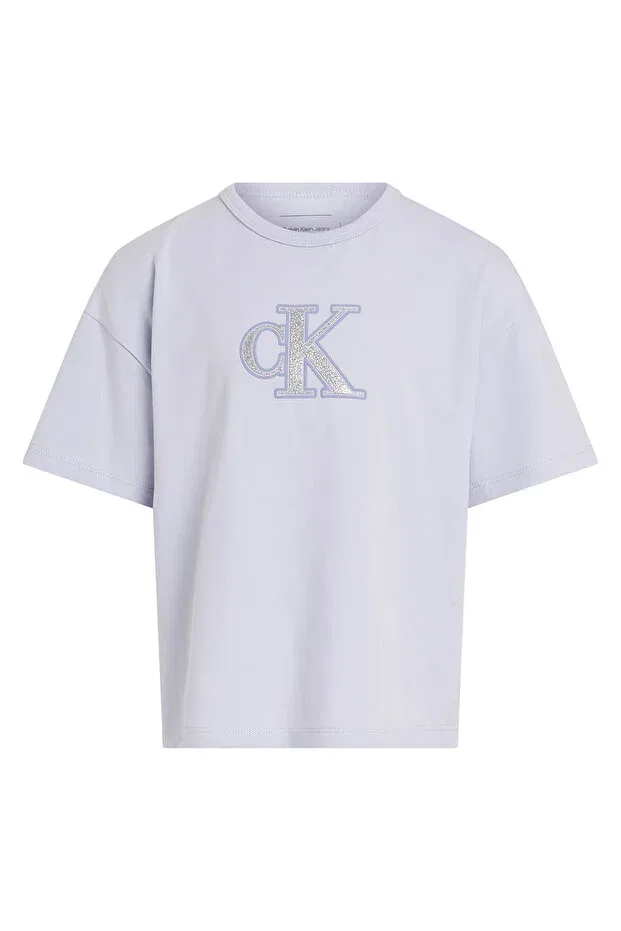 Детская футболка для девочек с принтом Calvin Klein, Lilac — фото 4