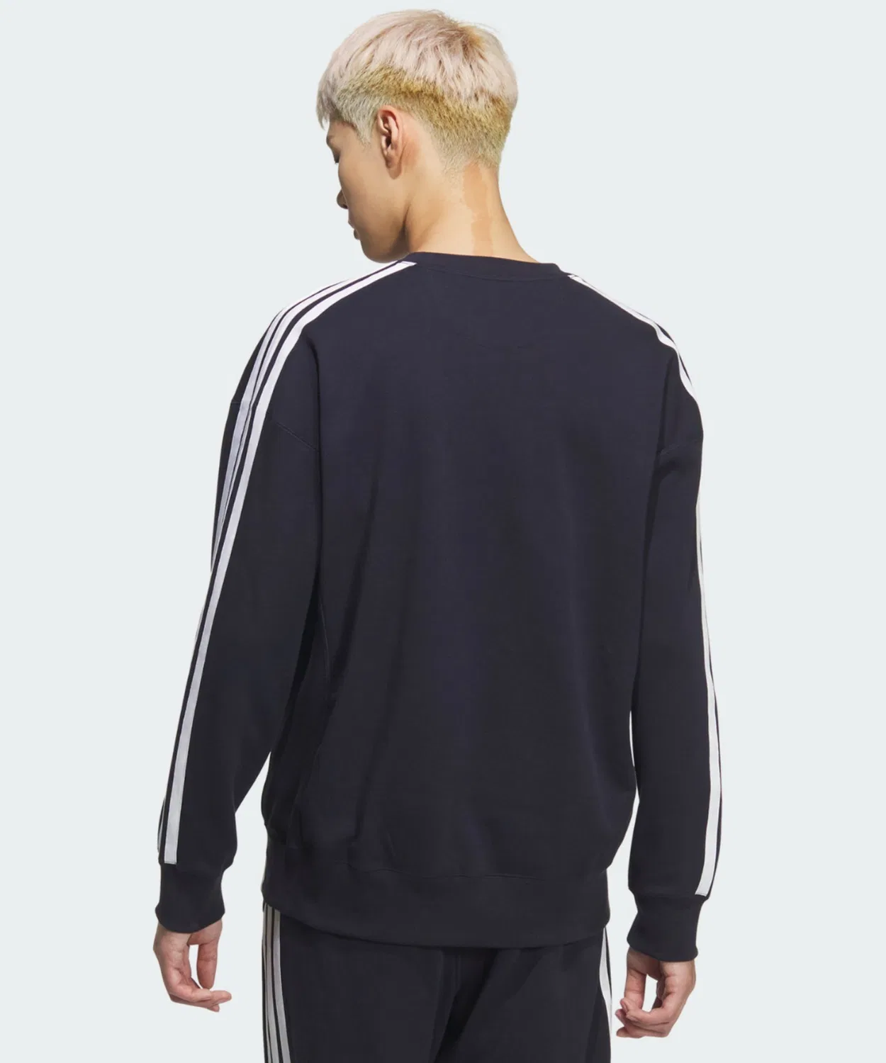 Мужской свитшот с длинным рукавомAdidas Essentials Plus Loose Fit Three Stripes, Blue — фото 2