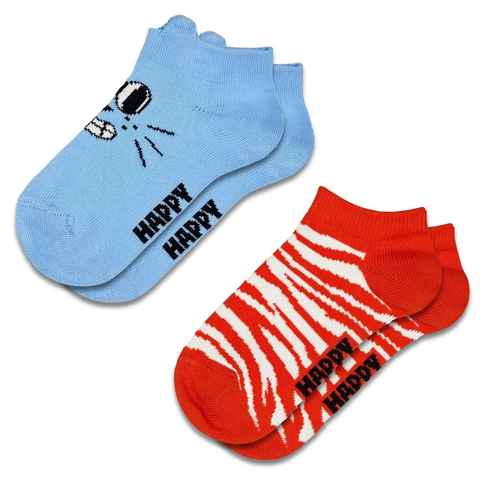 Носки короткие с котами 2 пары Happy Socks, мультиколор
