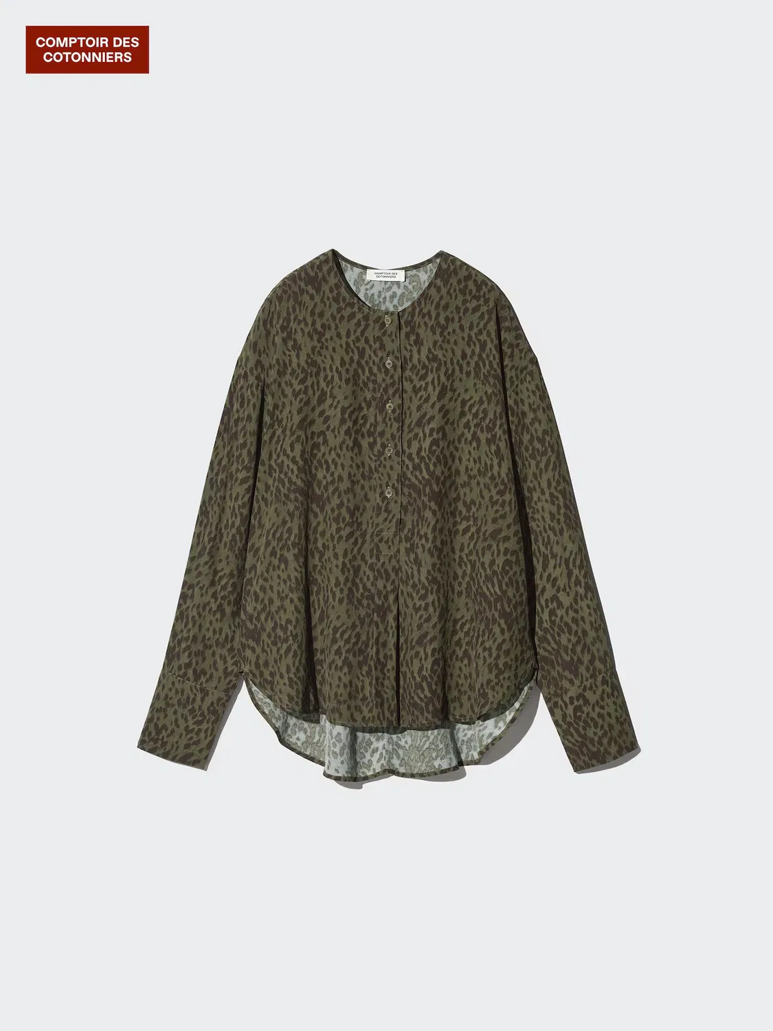 Блузка Uniqlo, без воротника, из вискозы, зеленый — фото 3