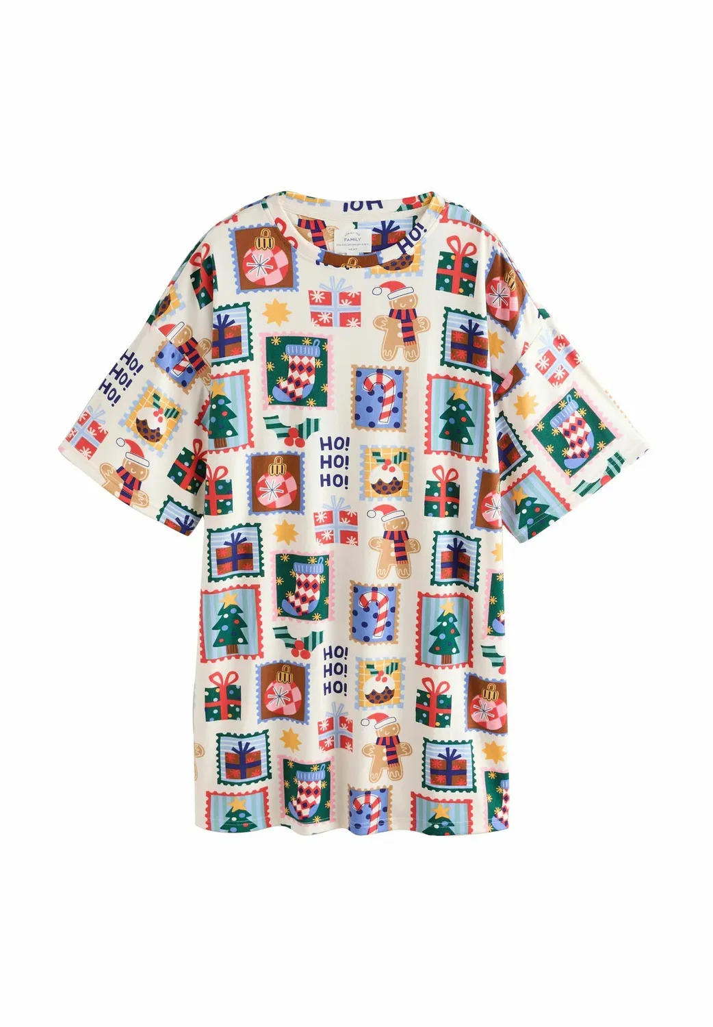 Семейные уютные рождественские ночные рубашки - ночная рубашка Next, Ecru Stamps